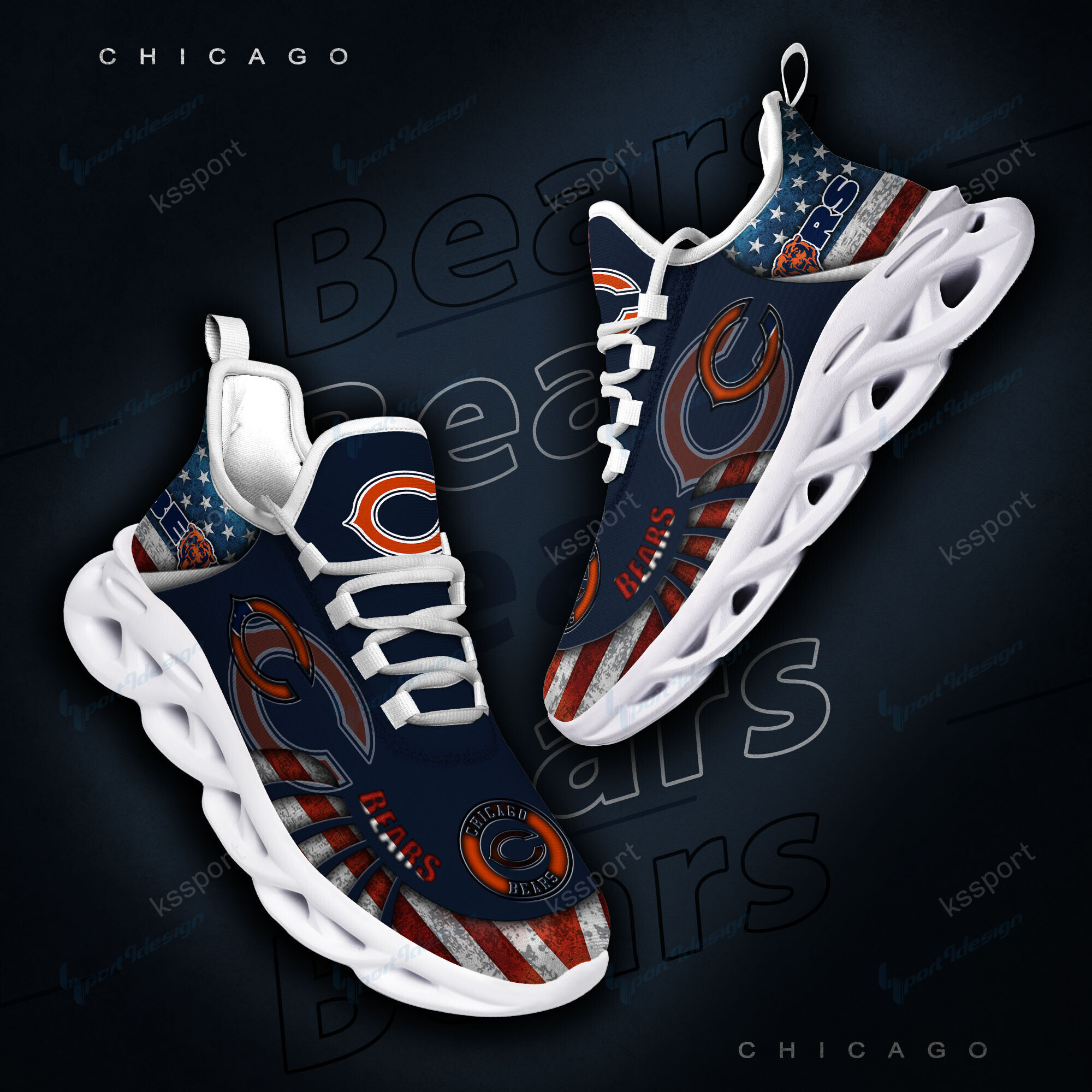 Chicago Bears Yezy Running Sneakers Bg809