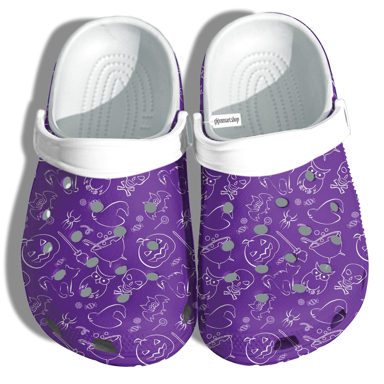 Violet Halloween Sticker Crocs Shoes Clogs For Grandma Christmas – Magic Witch House Croc Shoes Gifts Father Thanksgiving – Gigo Smart