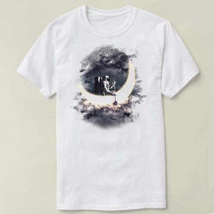 2019 Newest Summer Men T-shirt Retro Moon Printed Fashion T shirt Short Sleeve Basic Tee Shirts Vintage cotton Tops