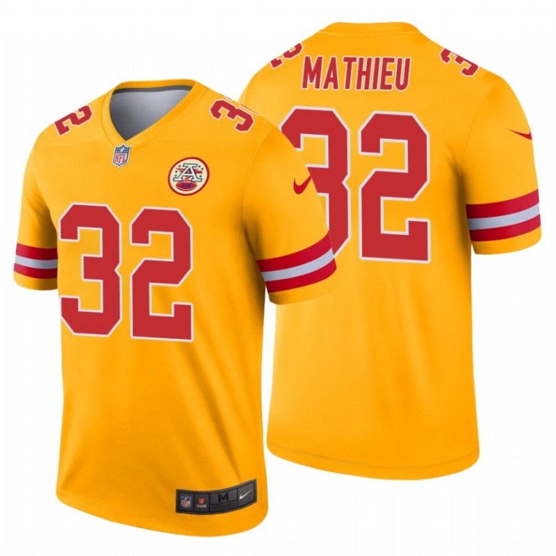 Men’S Tyrann Mathieu #32 Kansas City Chiefs Inverted Legend Gold Jersey – All Stitched, Embroidery