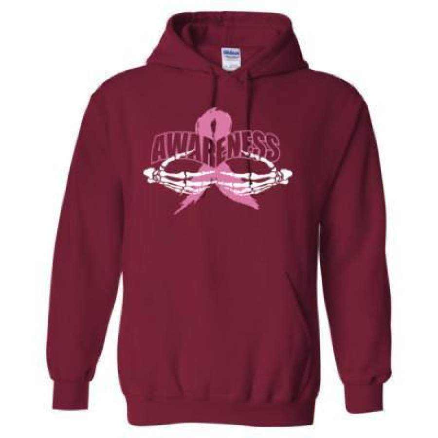 AGR Breast Cancer Awareness Skeleton Scary Halloween – Heavy Blend™ Hooded Sweatshirt