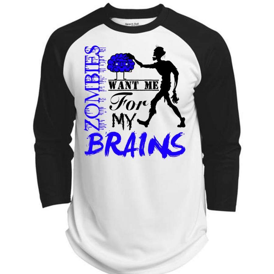 Zombies Want Me For My Brains T Shirt, Wait For Halloween T Shirt, Awesome T-Shirts  (Polyester Game Baseball Jersey)