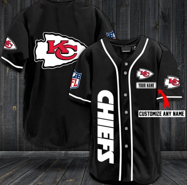 Personalized Kansas City Chiefs Black Color Baseball Jersey Shirt K3825