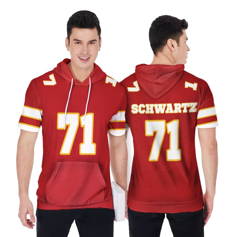 Kansas City Chiefs Mitchell Schwartz 71 Great Player Red Game Jersey Style Gift For Chiefs Fans Schwartz Lovers Short Sleeve Hoodie