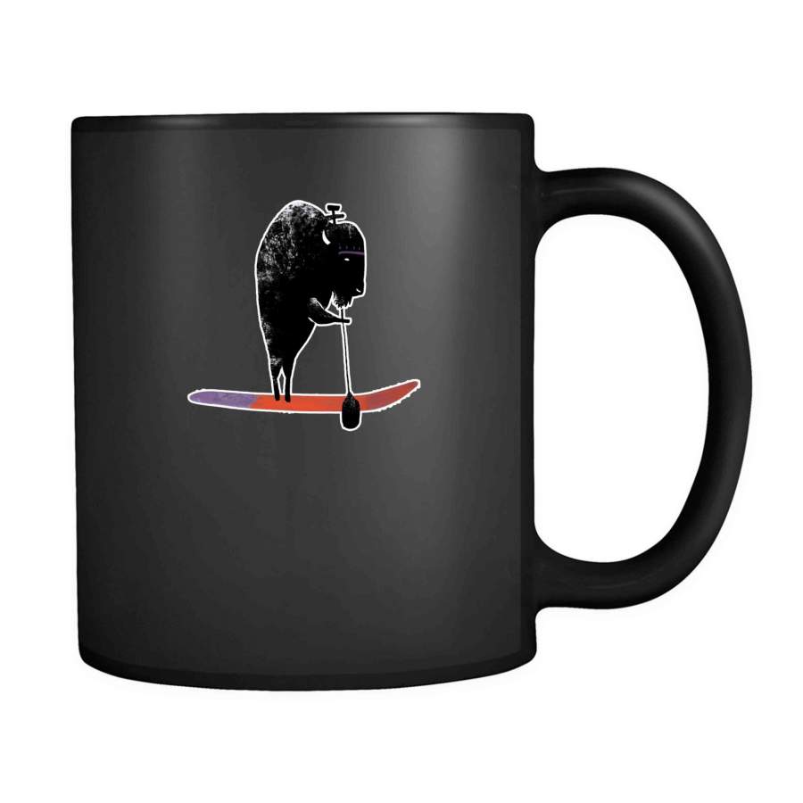 Buffalo Paddle Board Animal Beach West Coast Camping Graphic Surfer 11oz Mug