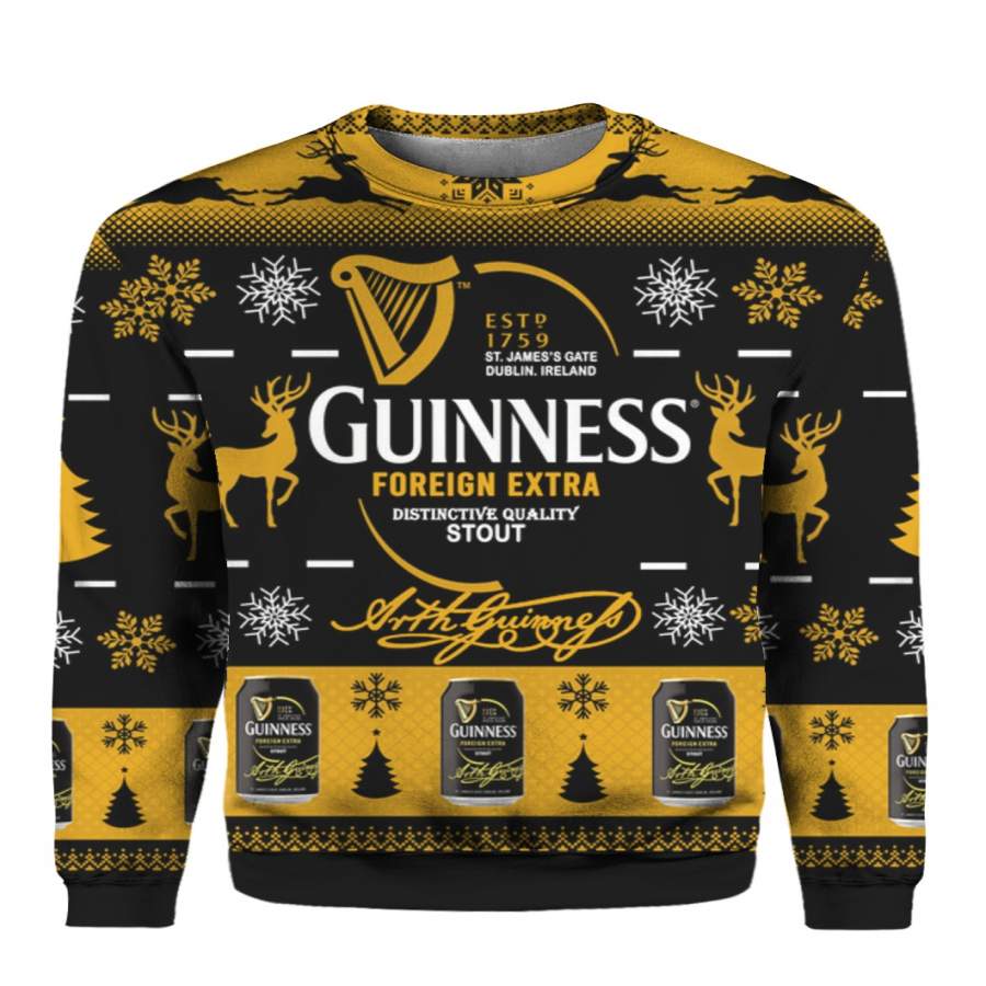 Guinness Stout 3D Print Ugly Christmas Sweater