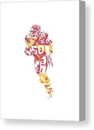 Justin Houston Kansas City Chiefs Apparel T Shirt Pixel Art 2 Joe Hamilton Canvas Print