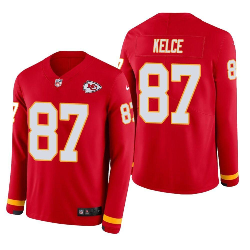 Kansas City Chiefs Travis Kelce Therma Long Sleeve Jersey Red