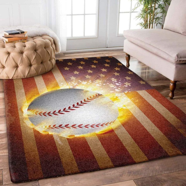 Baseball Fire Ball On American Flag …