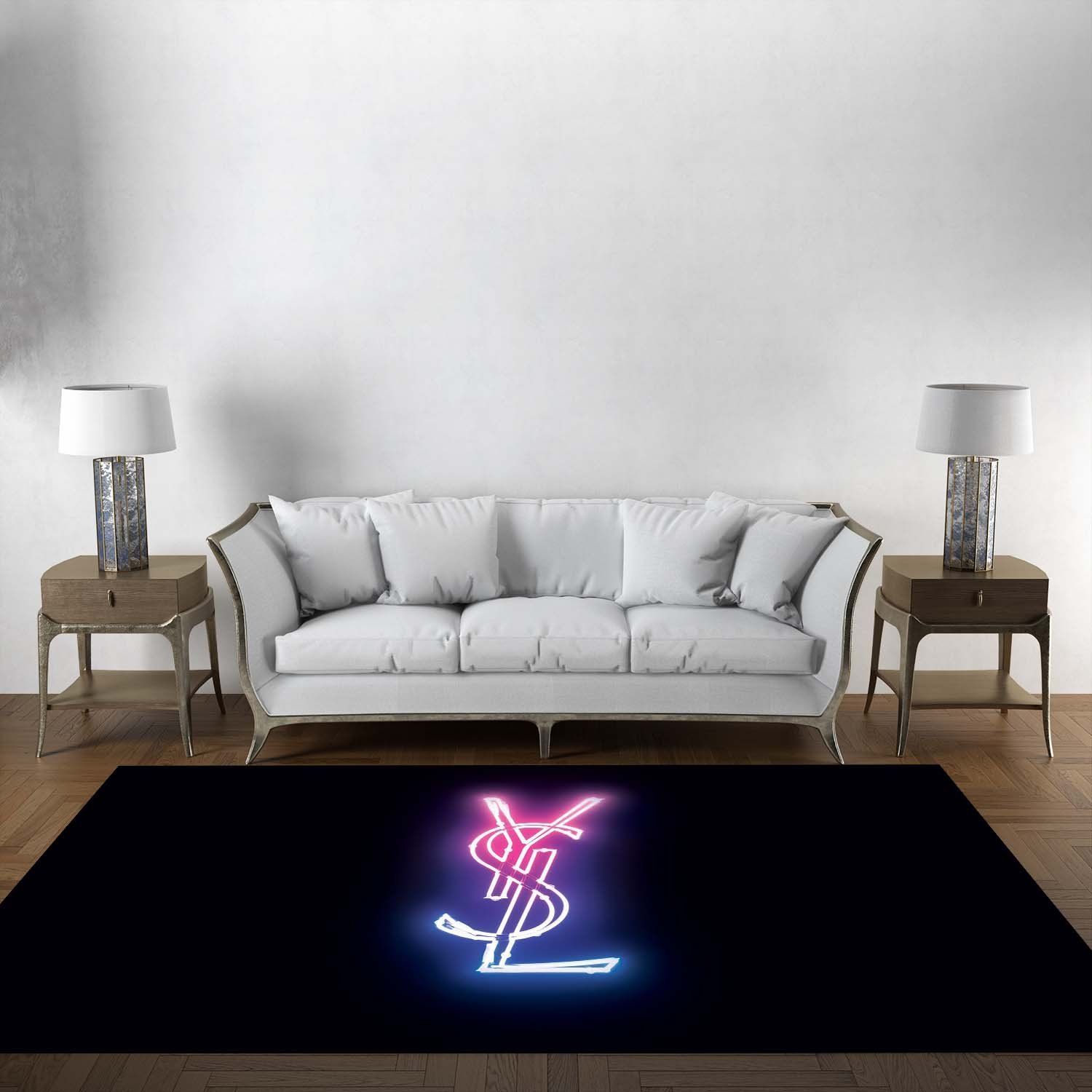 Yves Saint Laurent Rug, Luxury Hypebeast Living Room Bedroom Carpet, Fashion Brand Floor Mat Home Decor