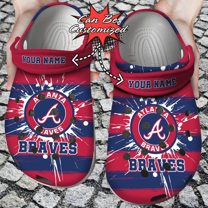 Baseball Crocs – Personalized Atlanta Braves Spoon Graphics Watercolour Clog Shoes