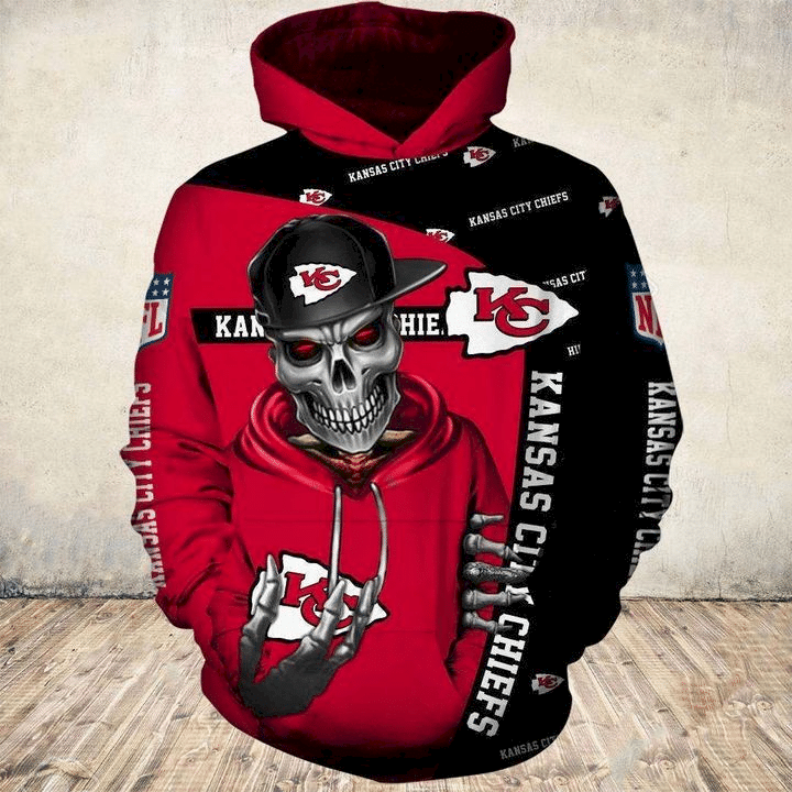 Kansas City Chiefs New Skull Full All Over Print S1531 Hoodie