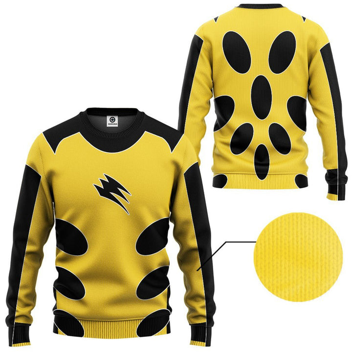 Jungle Fury Yellow Power Rangers Ugly Christmas Sweater – All Over Print 3D Sweater