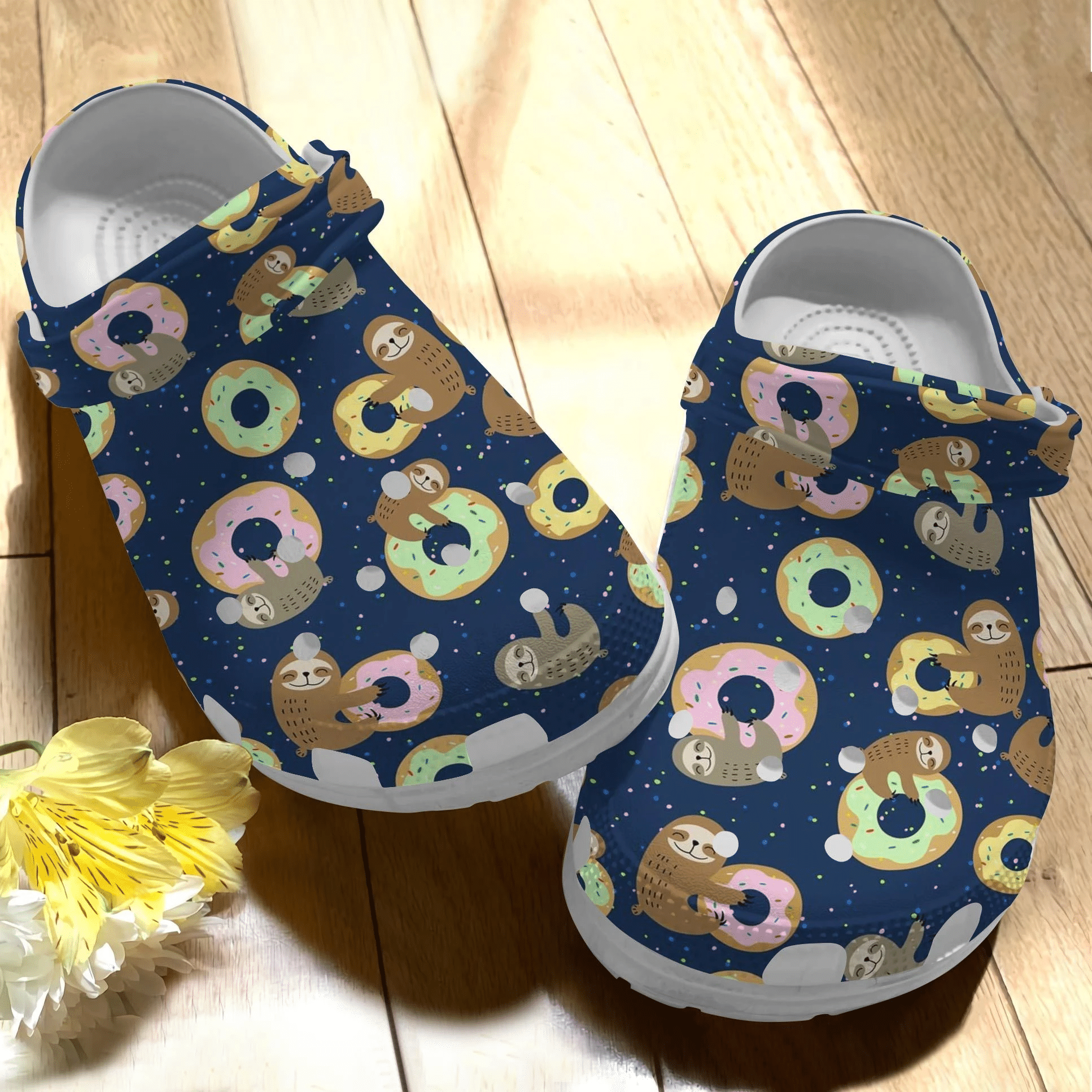 Sloths Love Donut Shoes – Cute Animal Crocbland Clog Birthday Gift For Boy Girl Son Daughter