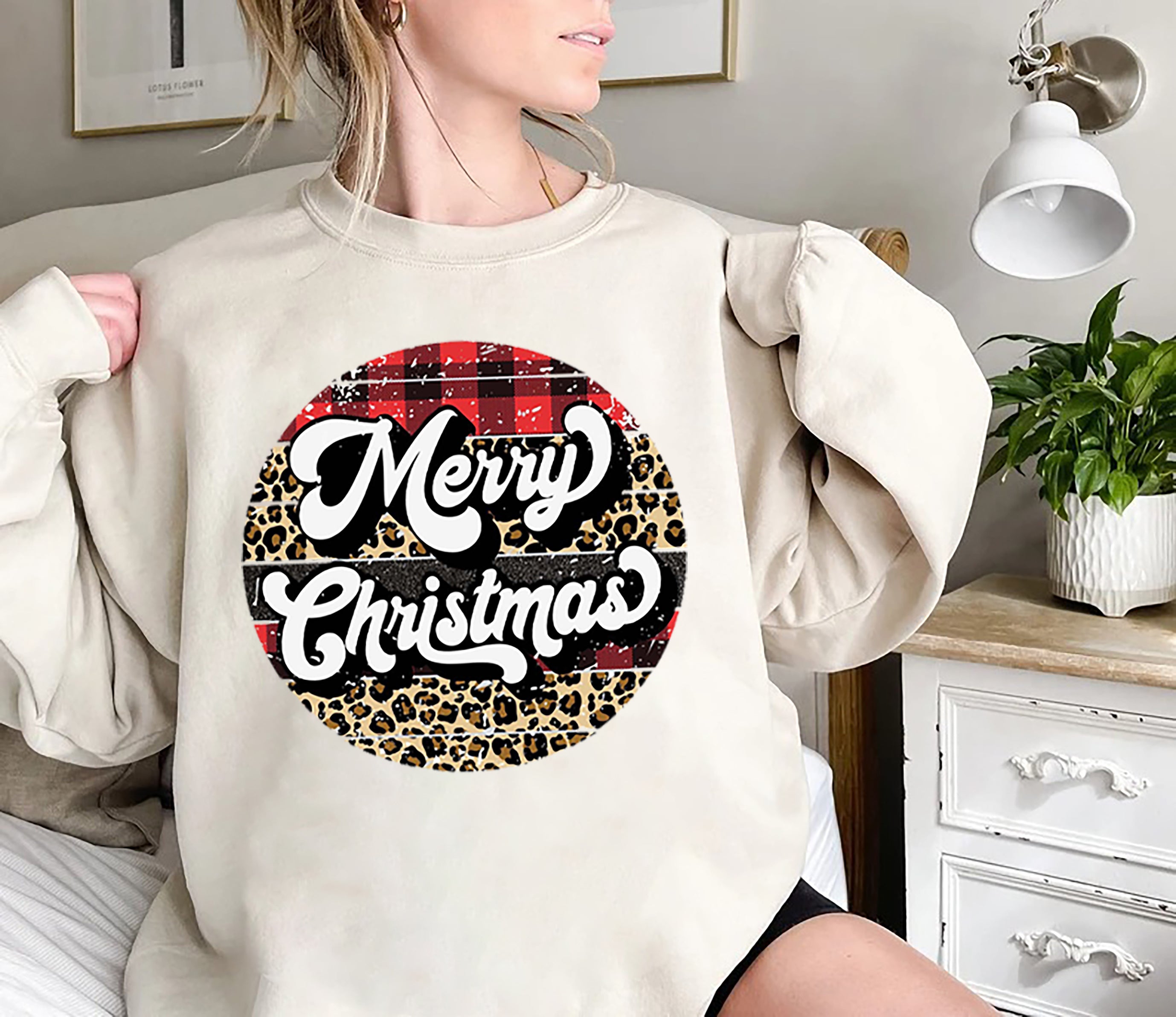 Womens Christmas Sweatshirt, Christmas Outfit, Buffalo Plaid Shirt, Christmas Sweater, Christmas Sweatshirt, Christmas Pajamas Women