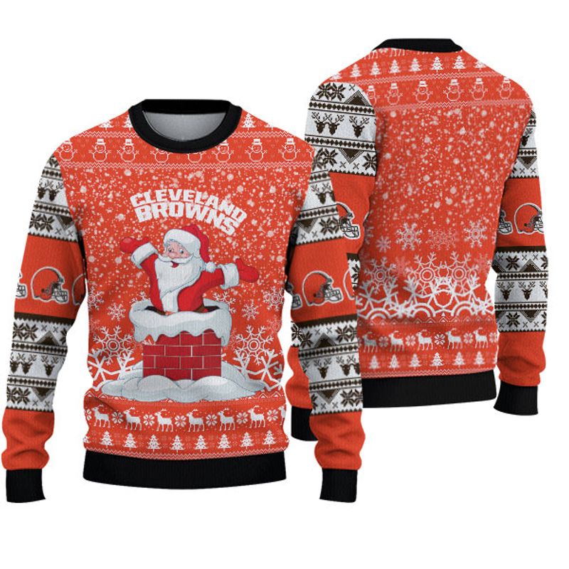 Vintage Cleveland Browns Sweatshirt Cute Santa Claus