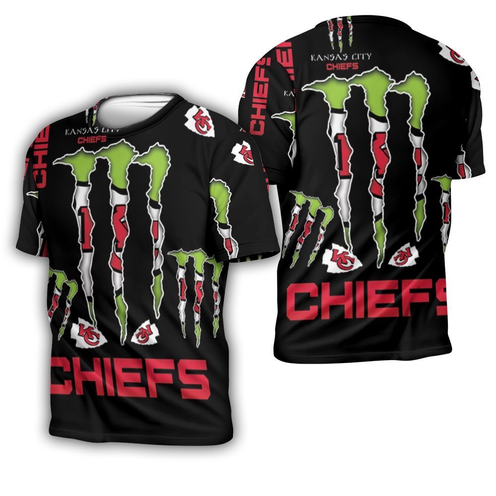 Monster Energy Logo For Lovers Kansas City Chiefs 3D T-Shirt