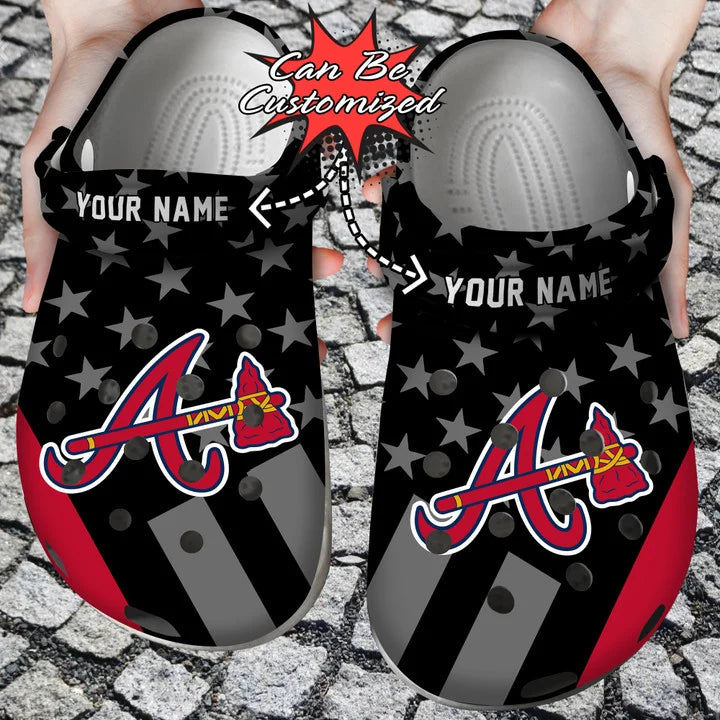 Baseball Crocs – Personalized Atlanta Braves Star Flag Clog Shoes