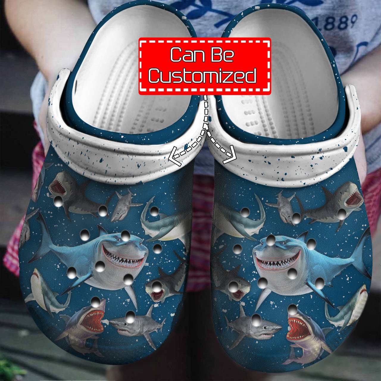 Animal Crocs – Personalized Blue Shark Lovers Clog Shoes