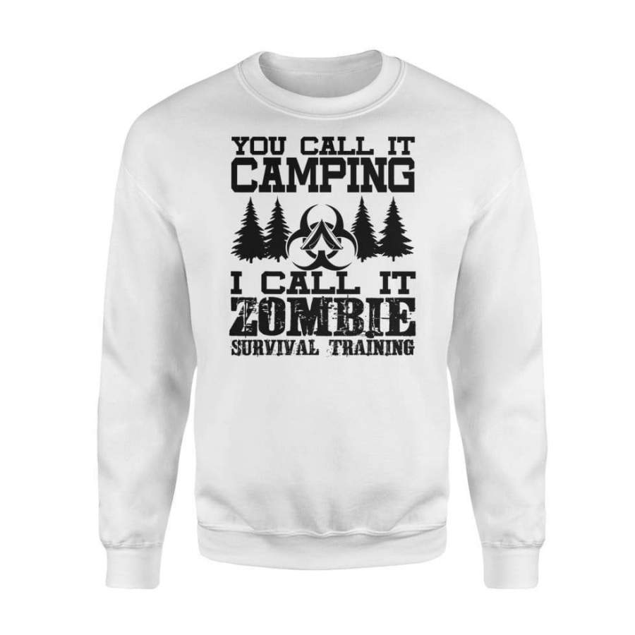 Zombie Survival Training Camping  Halloween Shirt – Standard Fleece Sweatshirt