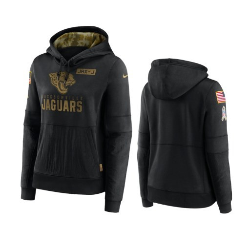 Women’S Jacksonville Jaguars Black 2020 Salute To Service Performance Pullover Hoodie