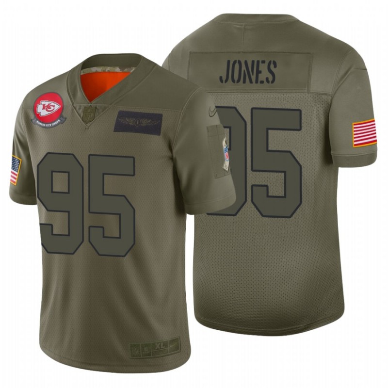 Men’S #95 Chris Jones Kansas City Chiefs Camo 2019 Salute To Service Limited Jersey – All Stitched, Embroidery