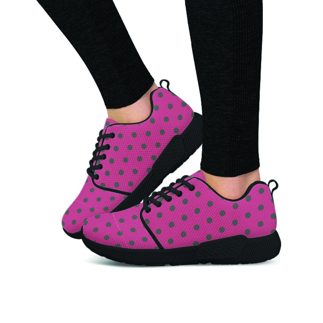 Vintage Black And Pink Tiny Polka Dot Women’S Athletic Shoes