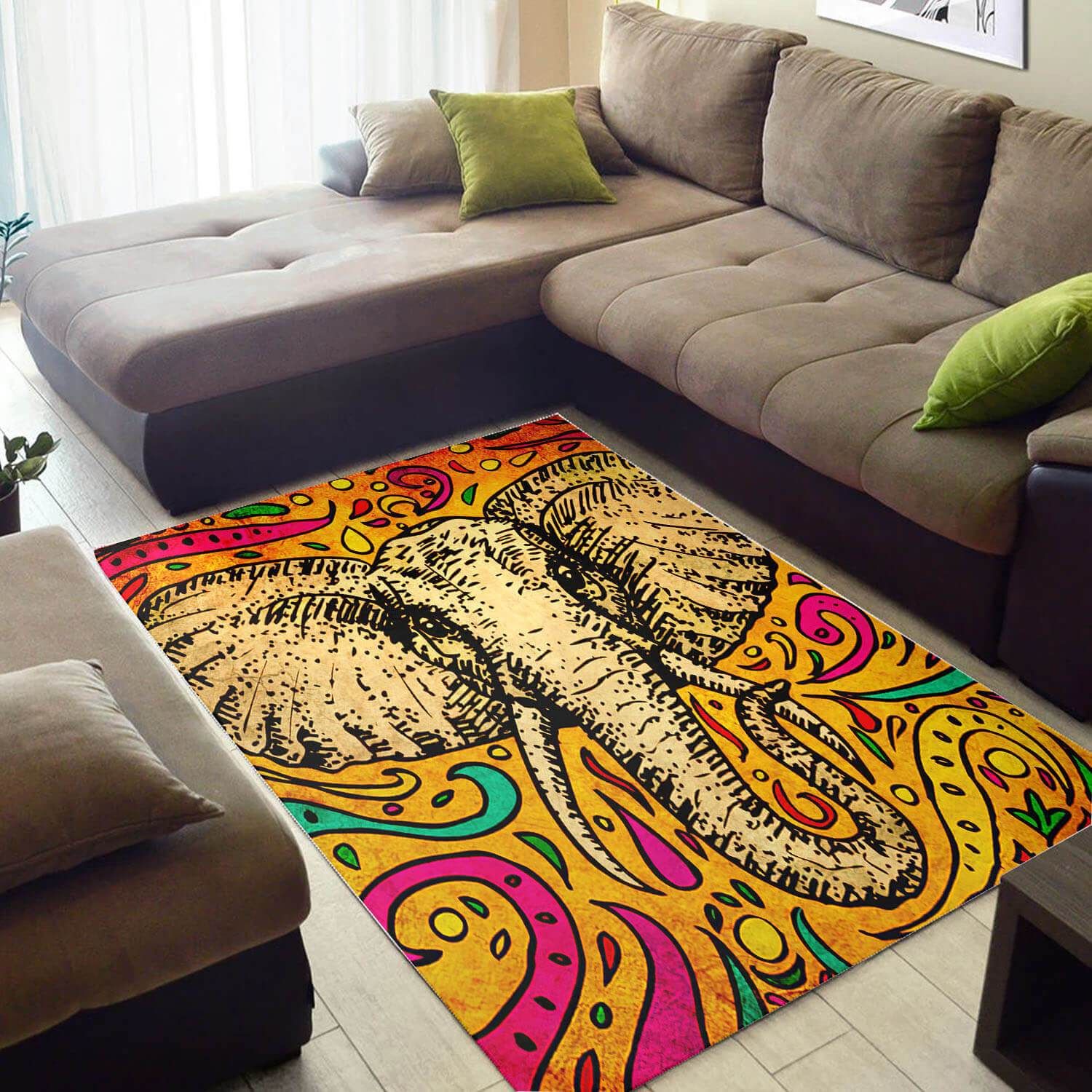 Beautiful African Area Rug Perfect Afrocentric Animals African Design Floor Rug African Inspired Living Room Bps3008