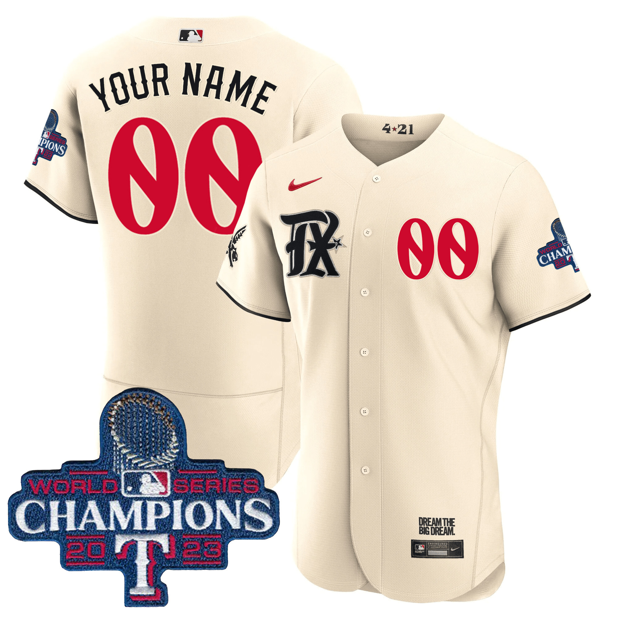 Texas Rangers 2023 World Series Champions City Connect Flex Base Custom Jersey – All Stitched