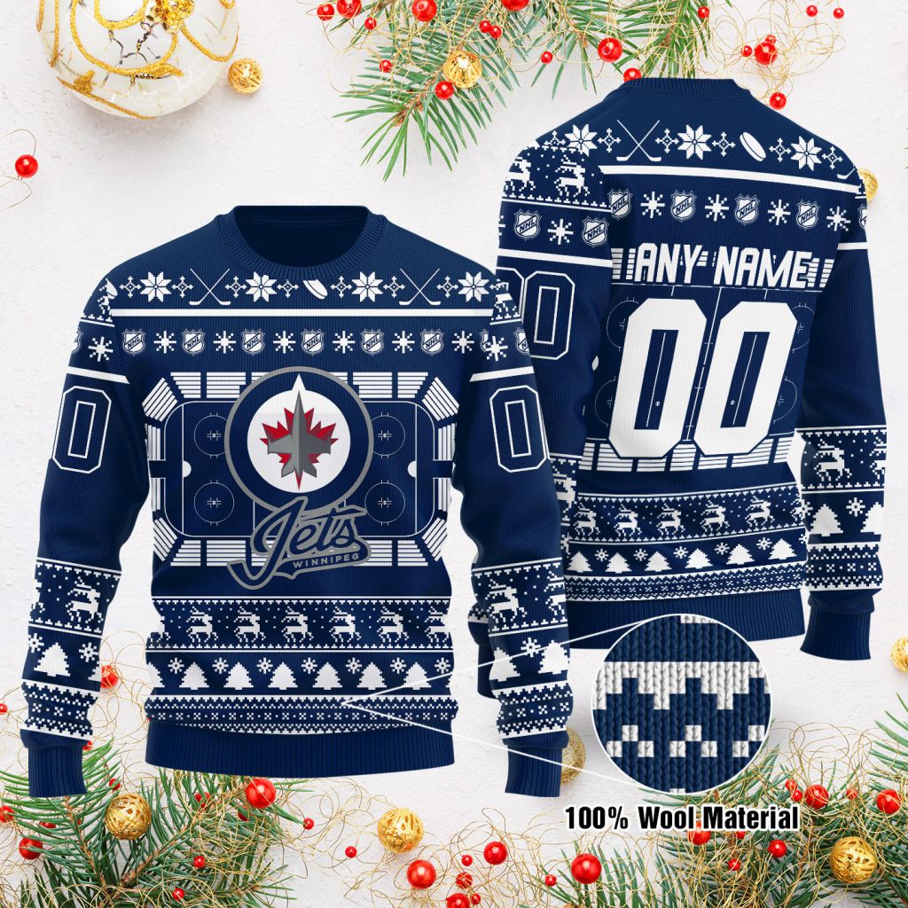 Winnipeg Jets Custom Name Number Gift For Fan Ugly Wool Sweater