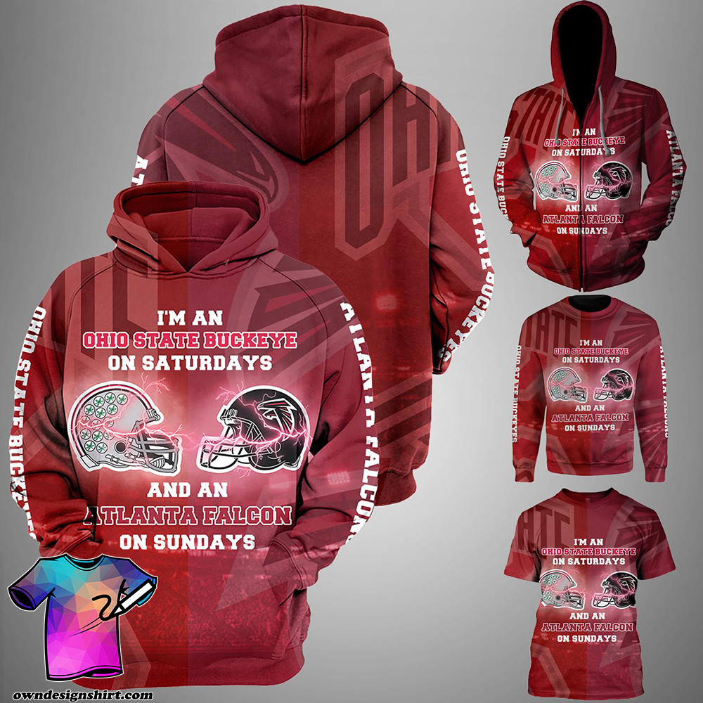 I?M An Ohio State Buckeyes On Saturdays And An Atlanta Falcons On Sundays 2 Unisex 3D Hoodie Gift For Fans