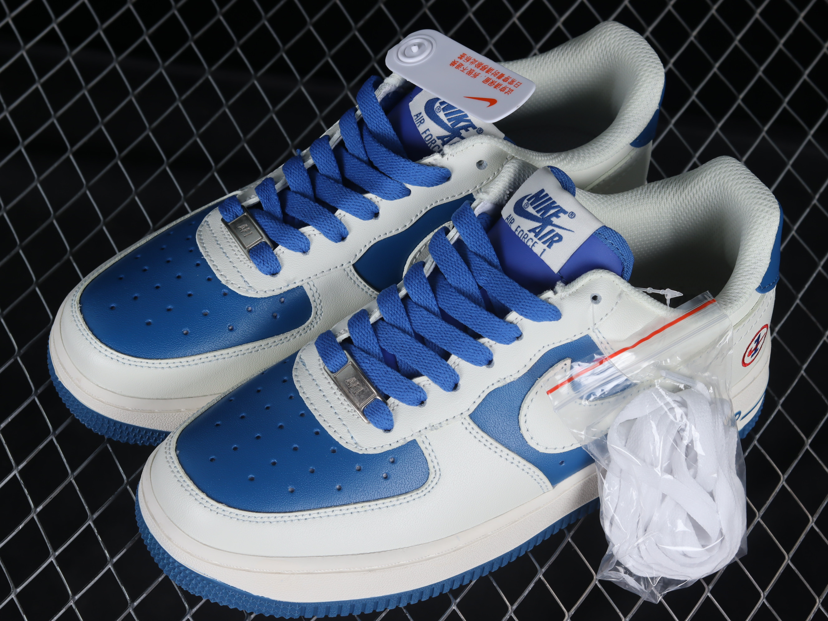 Nike Air Force 1 ’07 LV8 Low White Navy Blue Shoes Sneakers SNK929849282