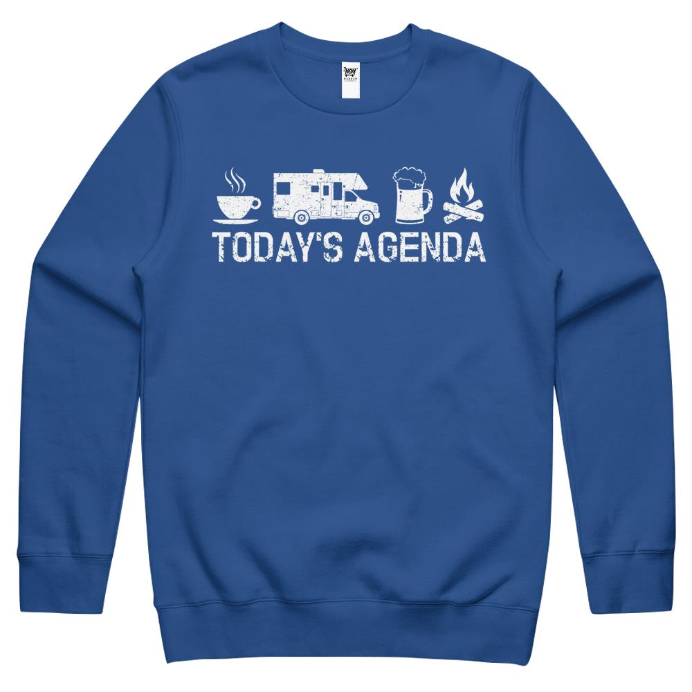 Vintage Rv Camping Lover Today’s Agenda Costume Camper Gift Crewneck Sweatshirt