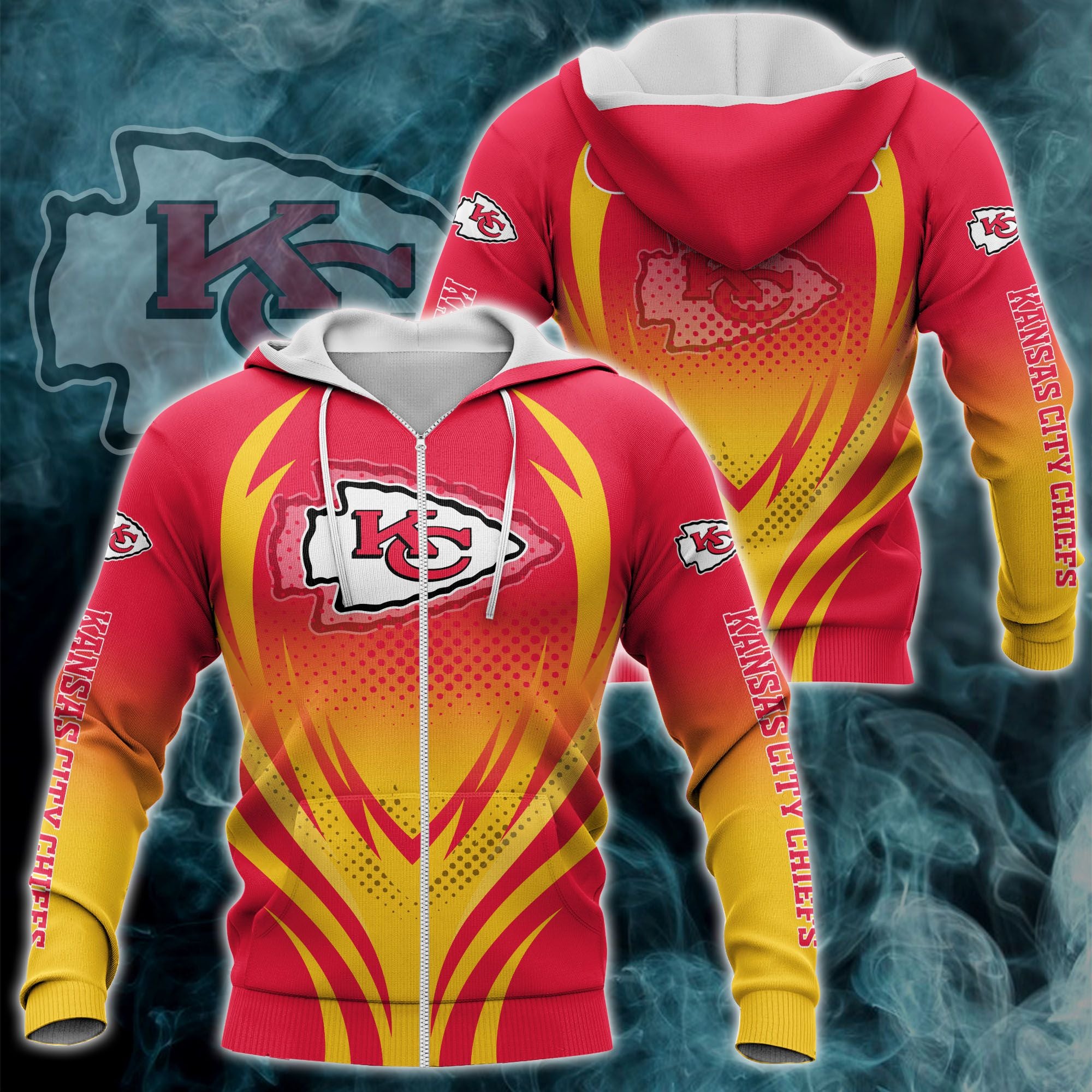 Kansas City Chiefs Zipper Hoodie 3D Print H04Fs