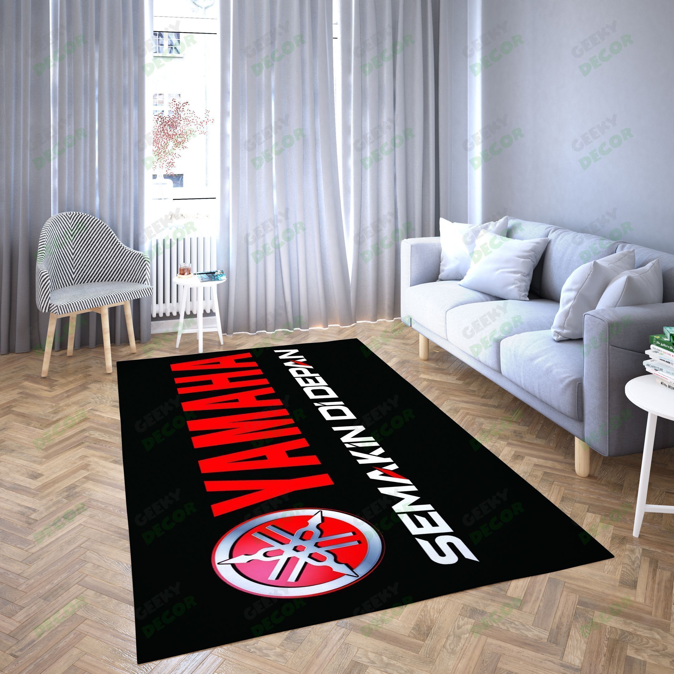 Yamaha Logo Red And White Text Unique Carpet Living Room Area Rug