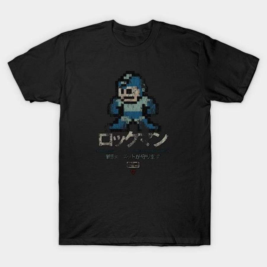 Mega Man – Vintage Men’s Black Tees T-Shirt Clothing