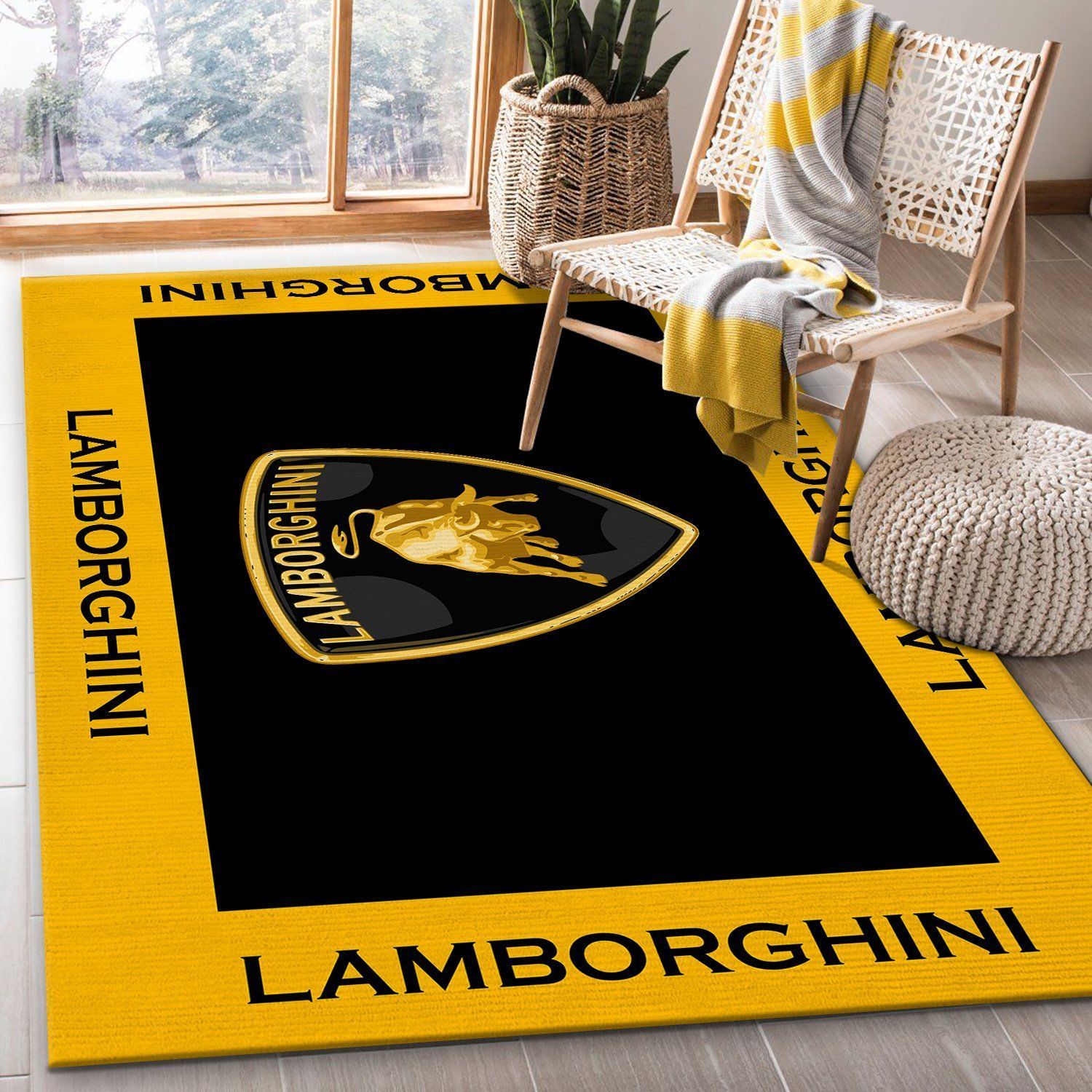 Lamborghini Golden Logo SuperCars Area Rugs Living Room Carpet FN120112 Local Brands Floor Decor The US Decor