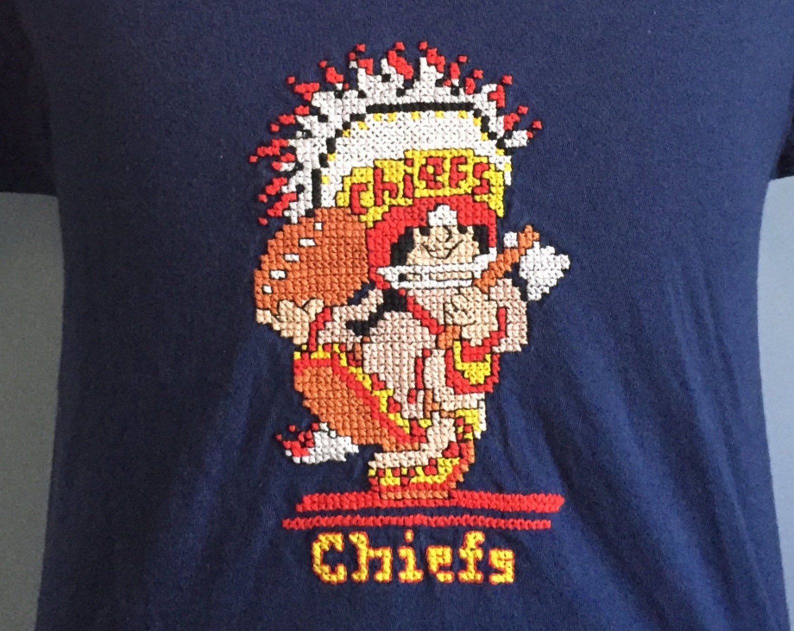 80S Vintage Kansas City Chiefs Cartoon Huddles Football T Shirt