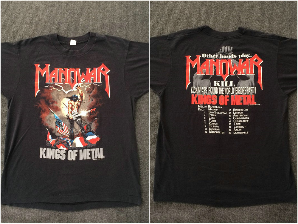 Vintage Manowar King Of Metal 80s Short Sleeve Concert  Rare T Shirt