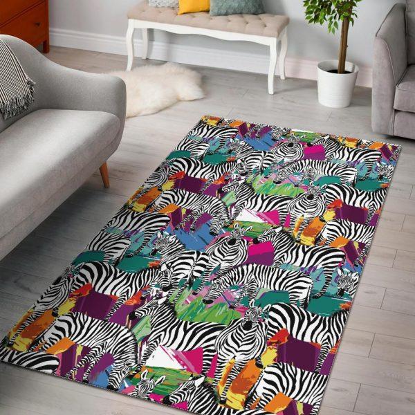 Zebra Pattern Print Home Decor Rectangle Area Rug 1