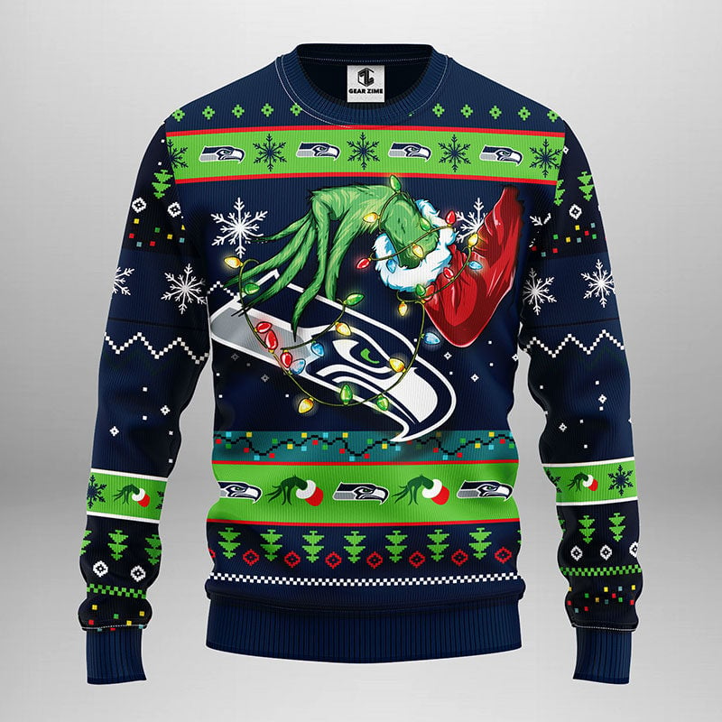 Seattle Seahawks Grinch Ugly Christmas Sweater