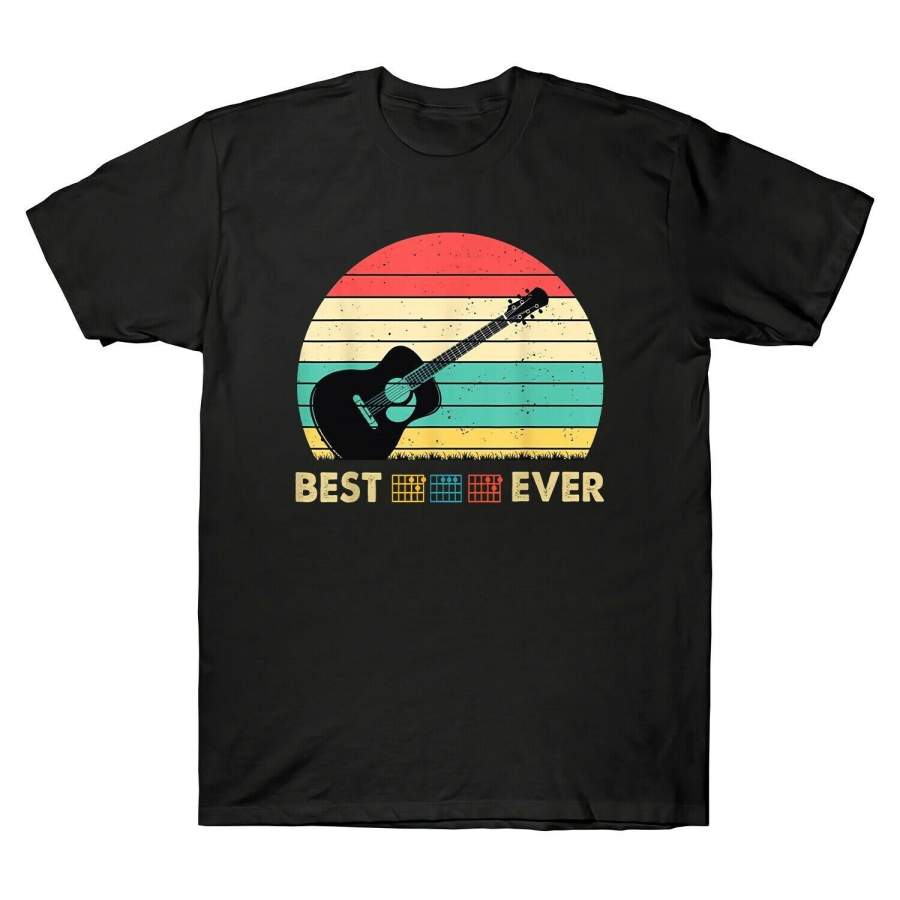 Best Guitar Dad Ever Vintage Men’s T-shirt Music Retro Father’s Day Tee Shirt