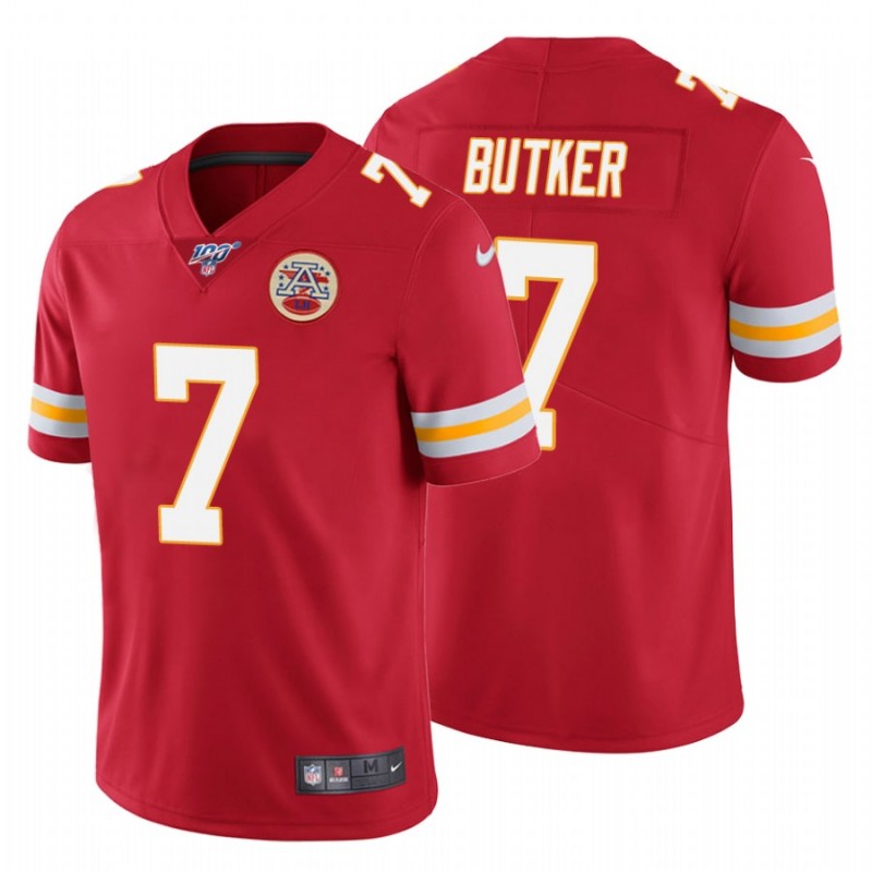 Men’S Harrison Butker Kansas City Chiefs Red 100Th Season Red Vapor Limited Jersey – All Stitched, Embroidery