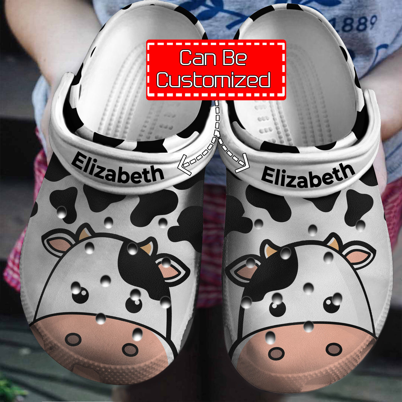 Animal Crocs – Cow Face Print Personalized Clogs Shoes With Your Name