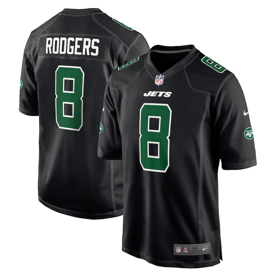 Aaron Rodgers 8 New York Jets Men Fashion Game Jersey – Black