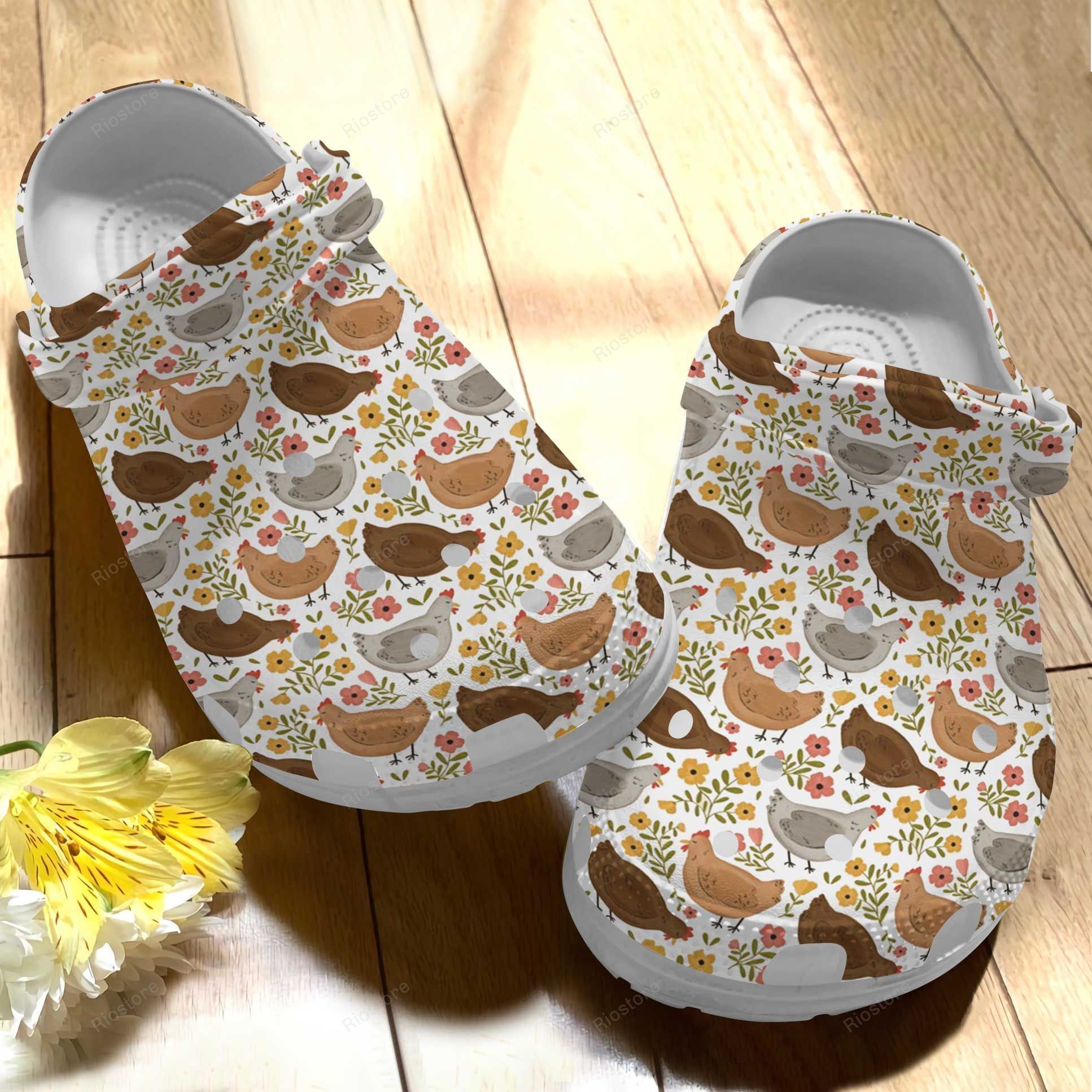 Chickens In The Garden Croc Shoes Fo …