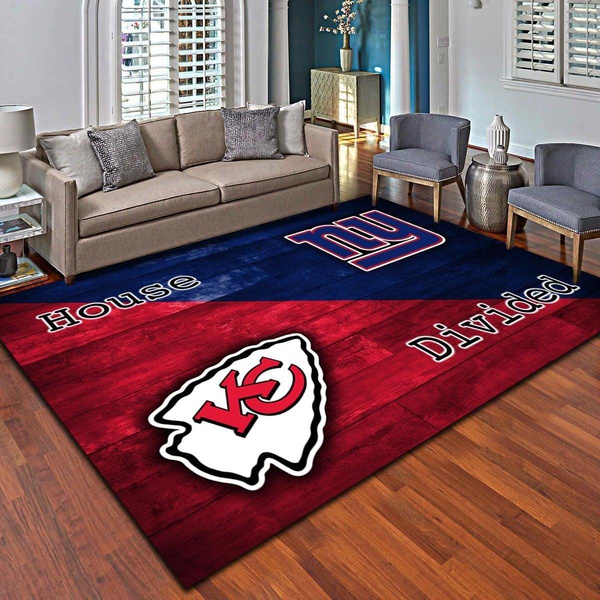 Kansas City Chiefs & New York Giants Rug, Customized House Divided Carpet