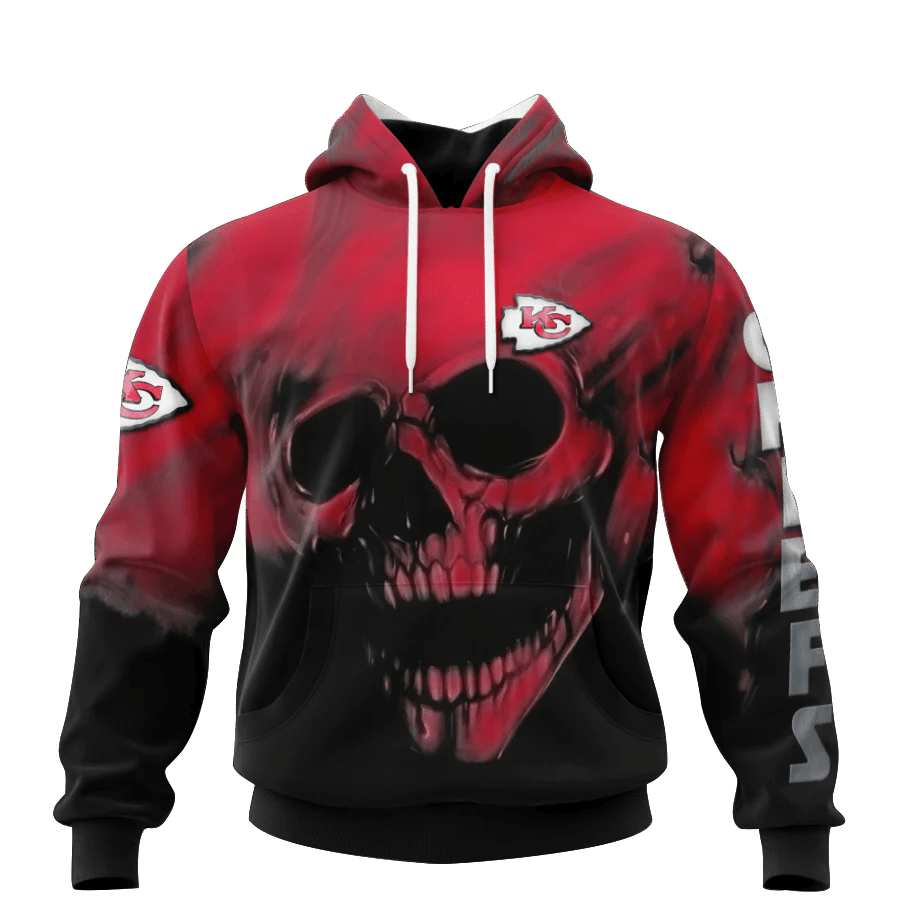 Kansas City Chiefs Skull Hoodies Custom Name & Number