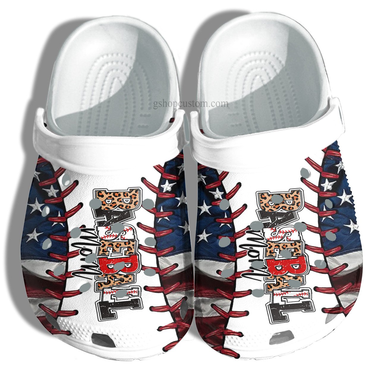 America Baseball Mom Leopard Croc Shoes Gift Mommy- Baseball Mom Lover Usa Flag Crocs Shoes Gift Women- Cr-Ne0526