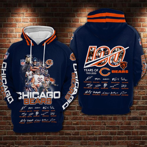 Chicago Bears 100 24 Unisex 3D Hoodie Gift For Fans